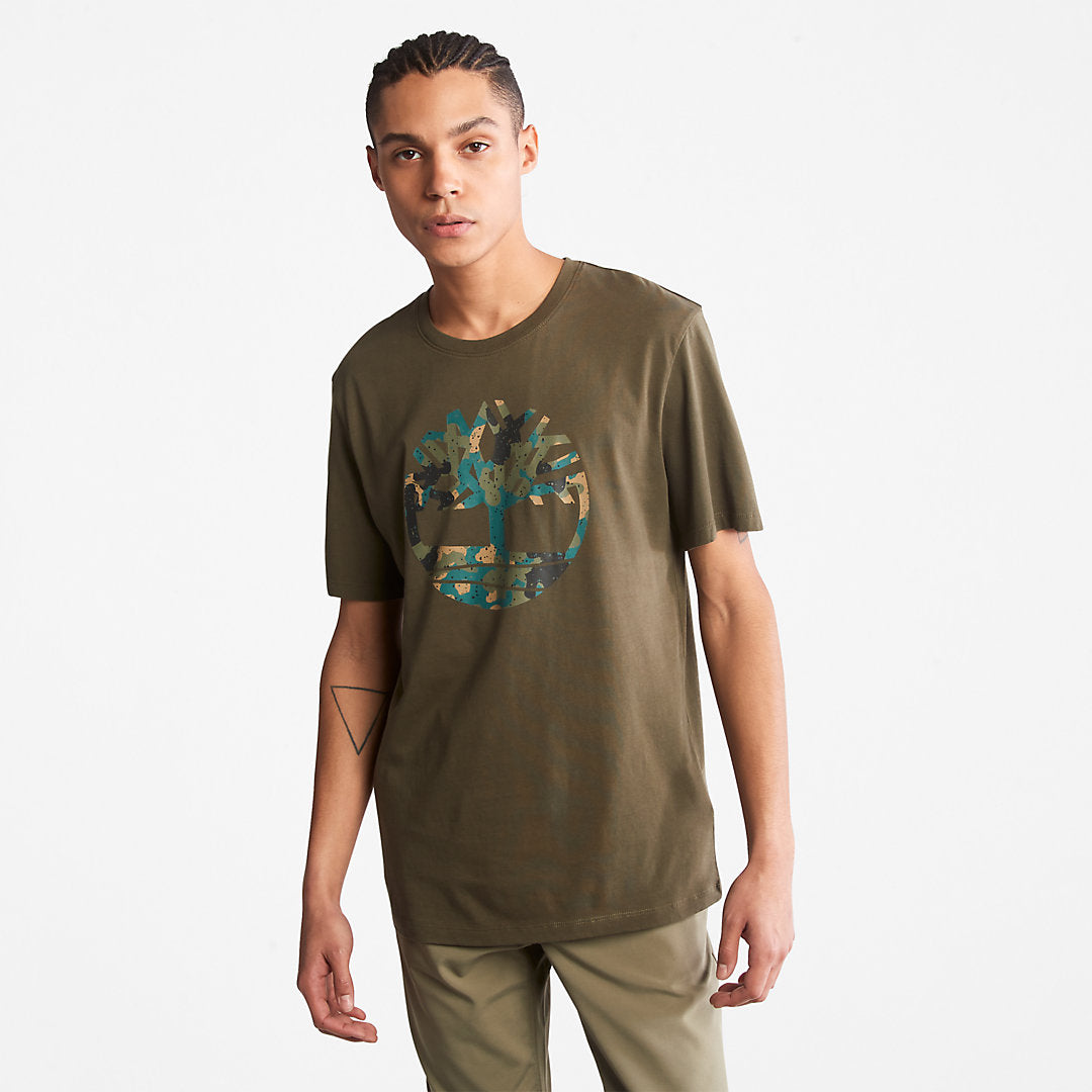 Mens Timberland Camo-Logo T-Shirt for Men in Dark Green