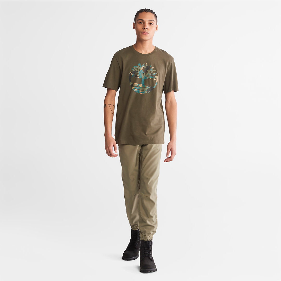 Mens Timberland Camo-Logo T-Shirt for Men in Dark Green