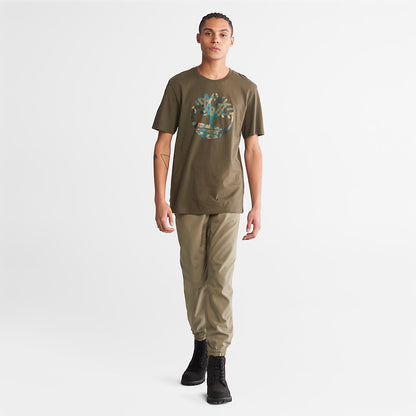 Mens Timberland Camo-Logo T-Shirt for Men in Dark Green