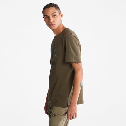 Mens Timberland Camo-Logo T-Shirt for Men in Dark Green