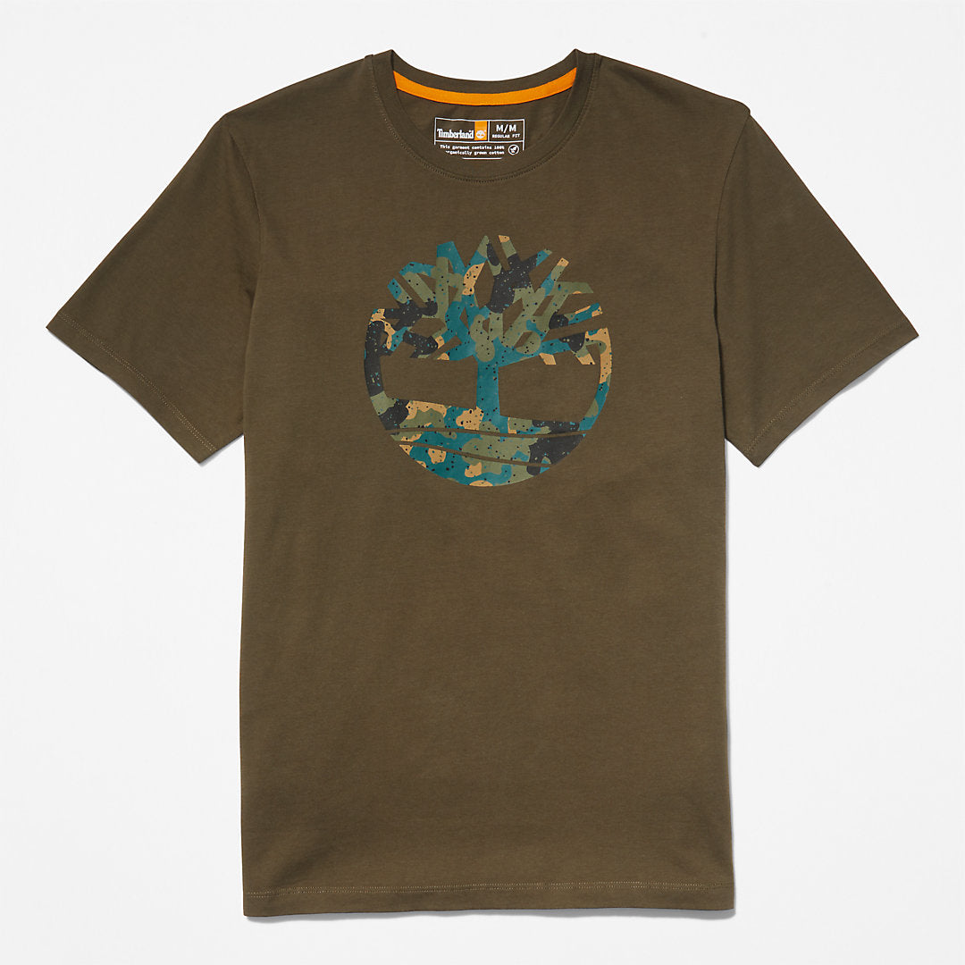 Mens Timberland Camo-Logo T-Shirt for Men in Dark Green