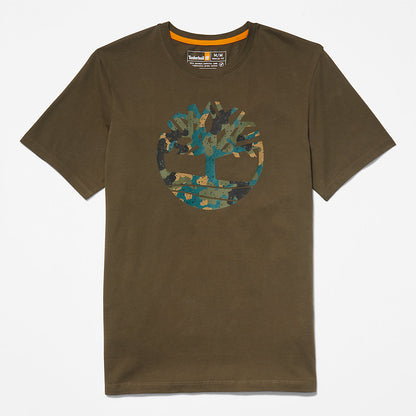 Mens Timberland Camo-Logo T-Shirt for Men in Dark Green