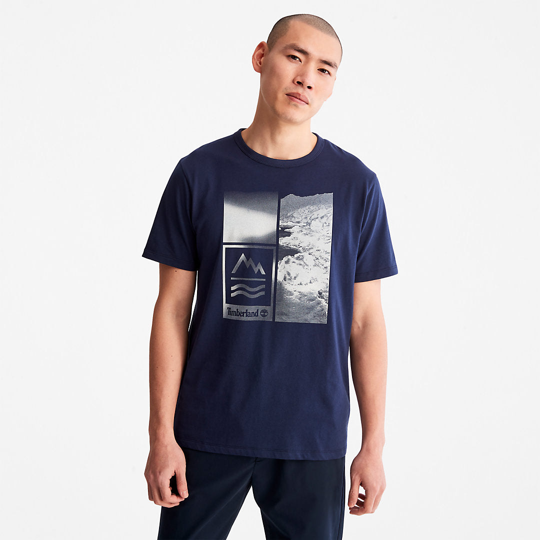 Mens Timberland Mountains-to-Rivers Print T-Shirt for Men in Blue