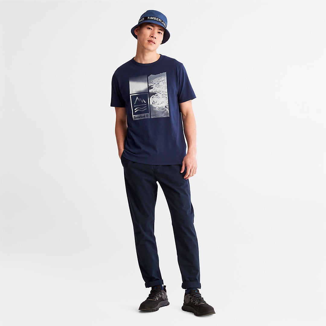 Mens Timberland Mountains-to-Rivers Print T-Shirt for Men in Blue