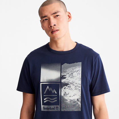 Mens Timberland Mountains-to-Rivers Print T-Shirt for Men in Blue