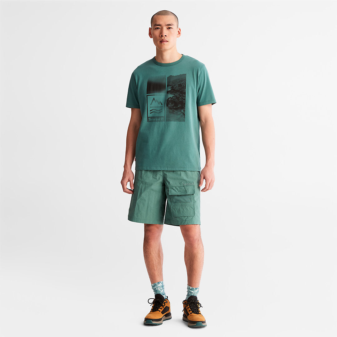 Mens Timberland Mountains-to-Rivers Print T-Shirt for Men in Green