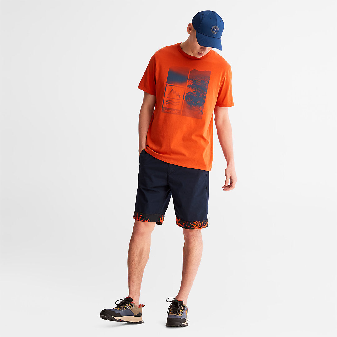 Mens Timberland Mountains-to-Rivers Print T-Shirt for Men in Orange