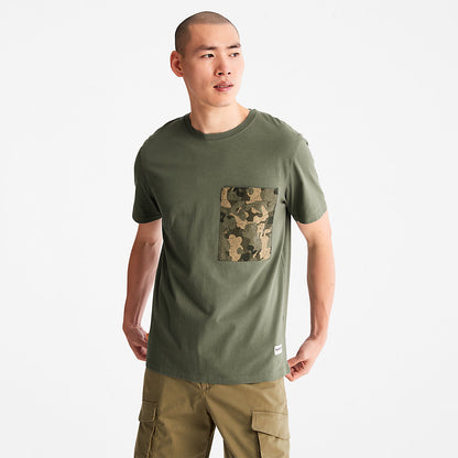 Mens Timberland Outdoor Heritage Camo-Pocket T-Shirt for Men in Dark Green