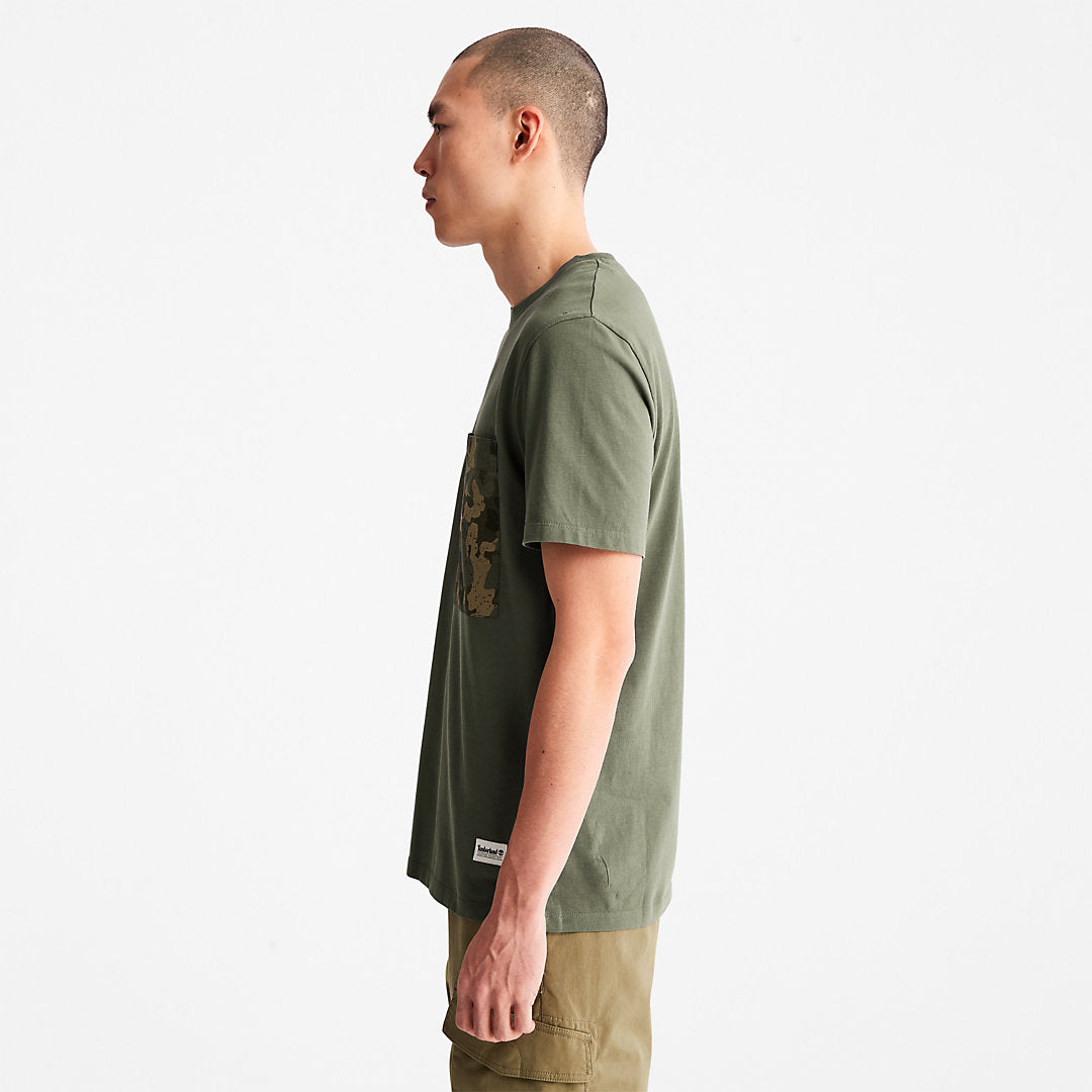 Mens Timberland Outdoor Heritage Camo-Pocket T-Shirt for Men in Dark Green