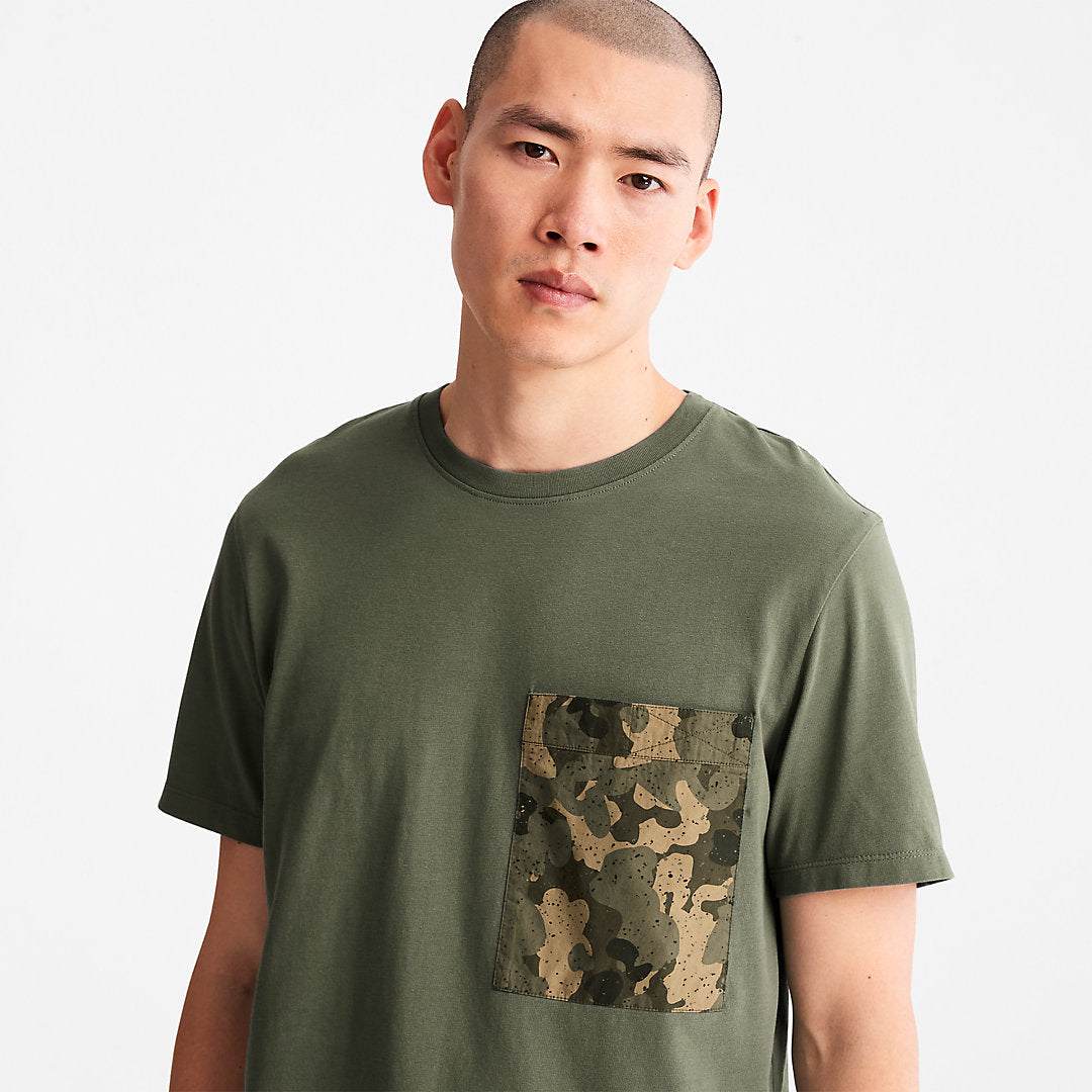 Mens Timberland Outdoor Heritage Camo-Pocket T-Shirt for Men in Dark Green