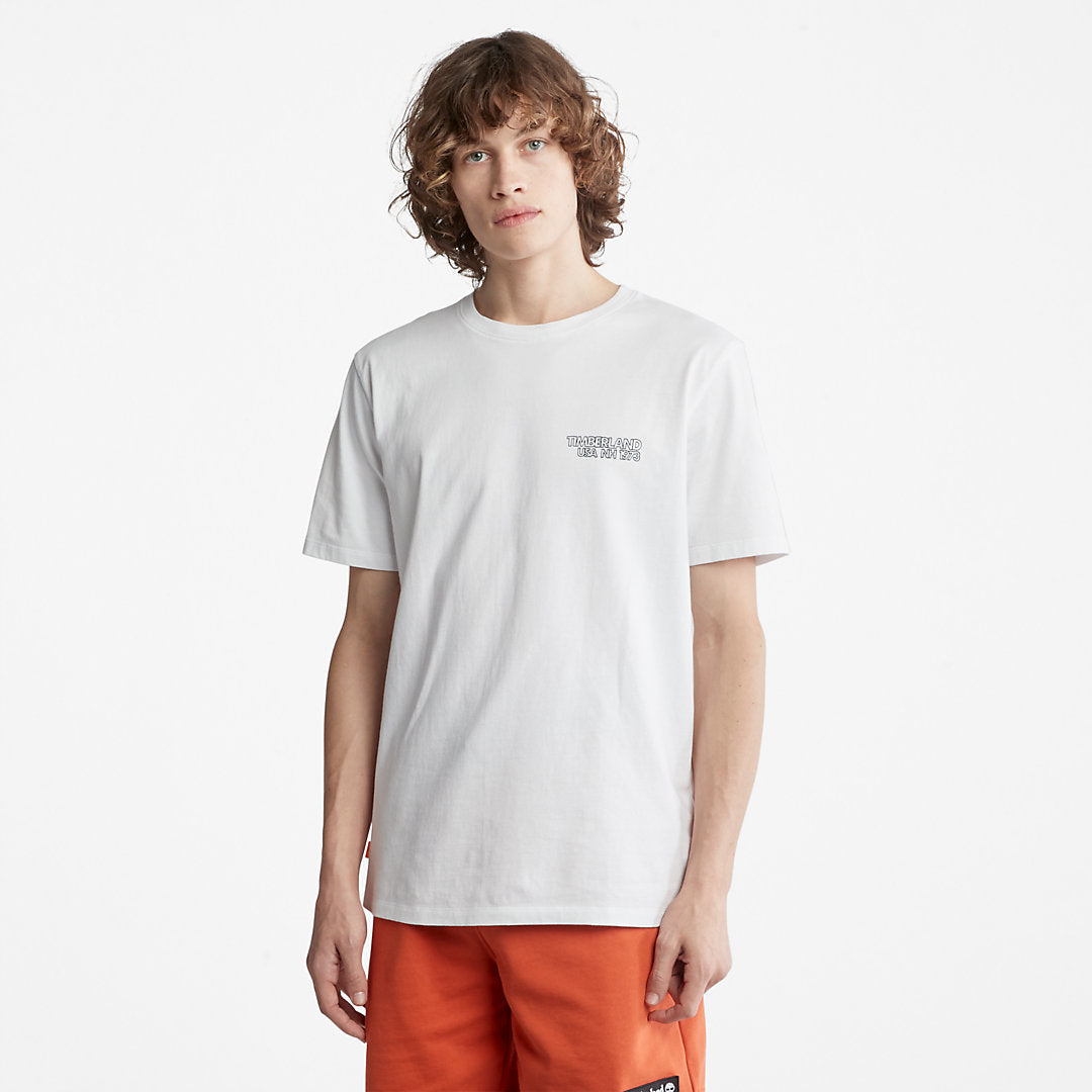 Mens Timberland Outdoor Heritage Stacked-Logo T-Shirt for Men in White