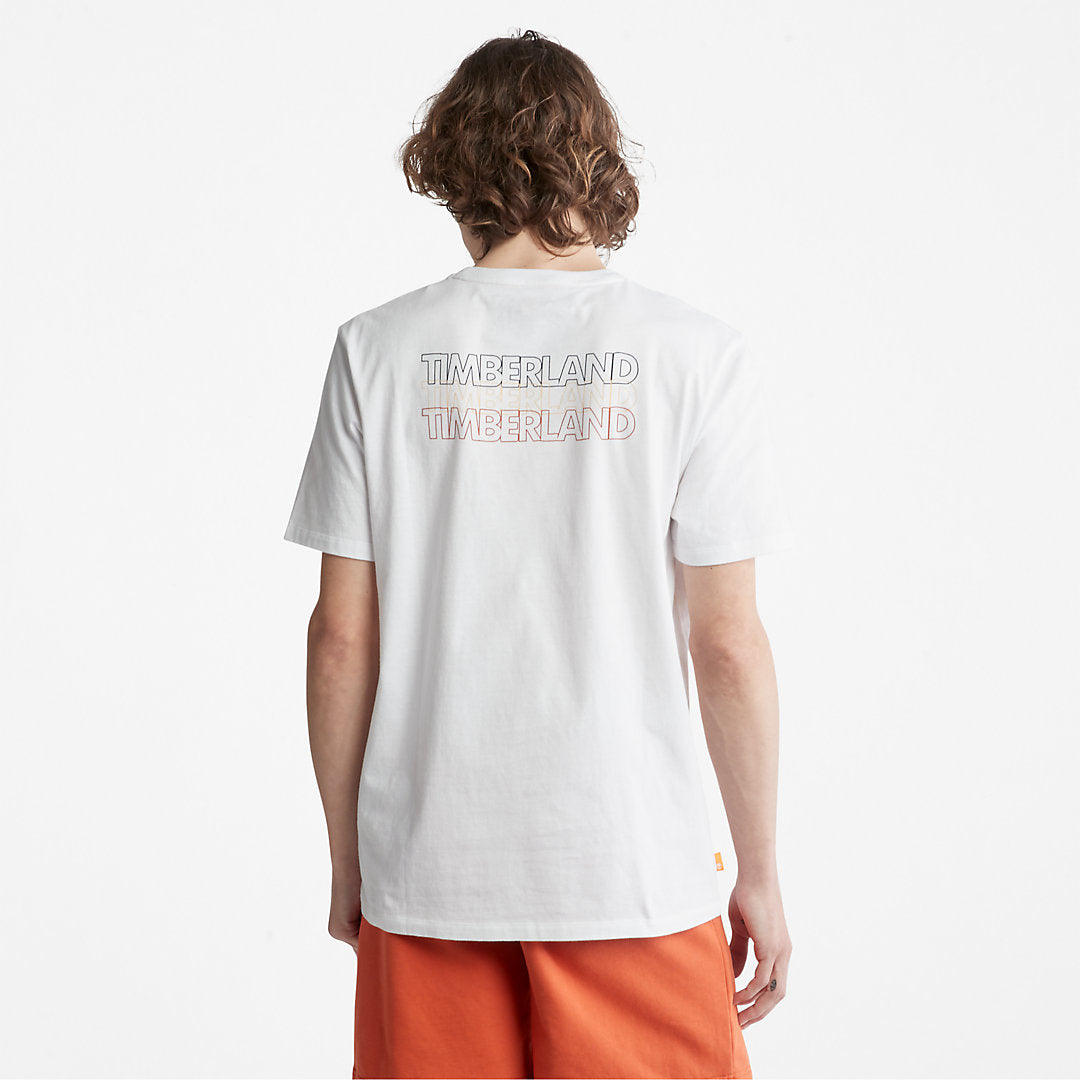 Mens Timberland Outdoor Heritage Stacked-Logo T-Shirt for Men in White