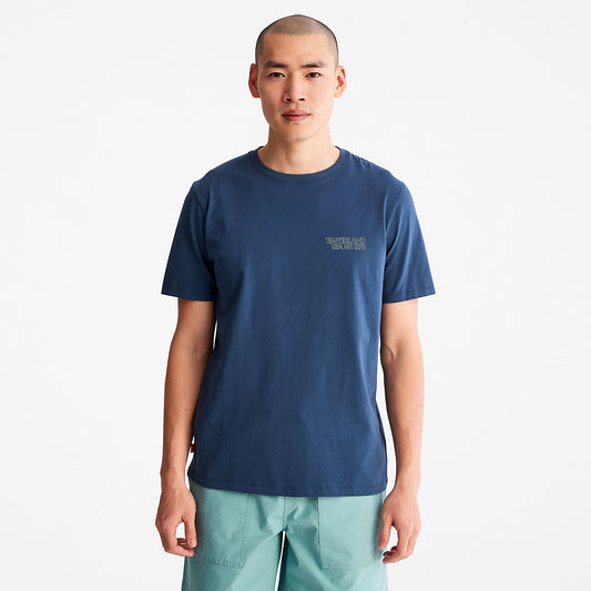 Mens Timberland Outdoor Heritage Stacked-Logo T-Shirt for Men in Blue