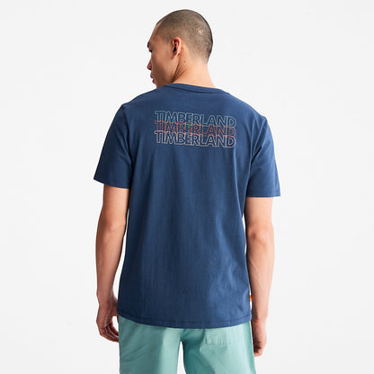 Mens Timberland Outdoor Heritage Stacked-Logo T-Shirt for Men in Blue