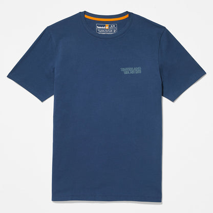 Mens Timberland Outdoor Heritage Stacked-Logo T-Shirt for Men in Blue