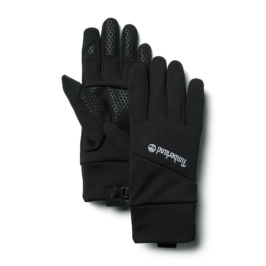 Mens Timberland Colour-Block Stretch Fleece Gloves for Men in Black