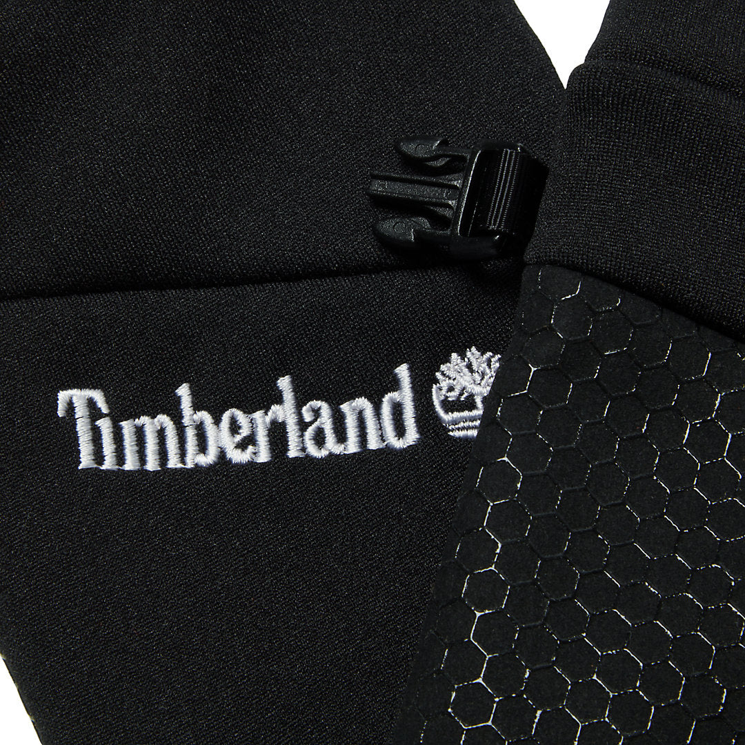 Mens Timberland Colour-Block Stretch Fleece Gloves for Men in Black