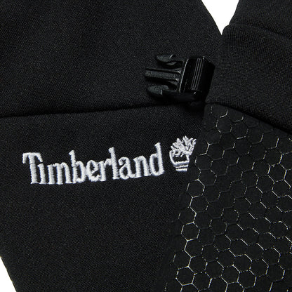 Mens Timberland Colour-Block Stretch Fleece Gloves for Men in Black