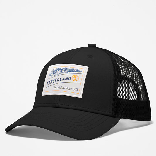 Mens Timberland Camping Patch Trucker Hat for Men in Black