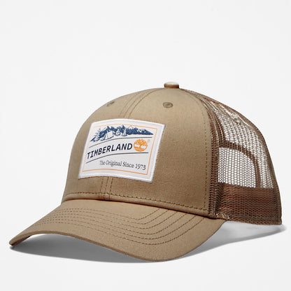Mens Timberland Camping Patch Trucker Hat for Men in Beige
