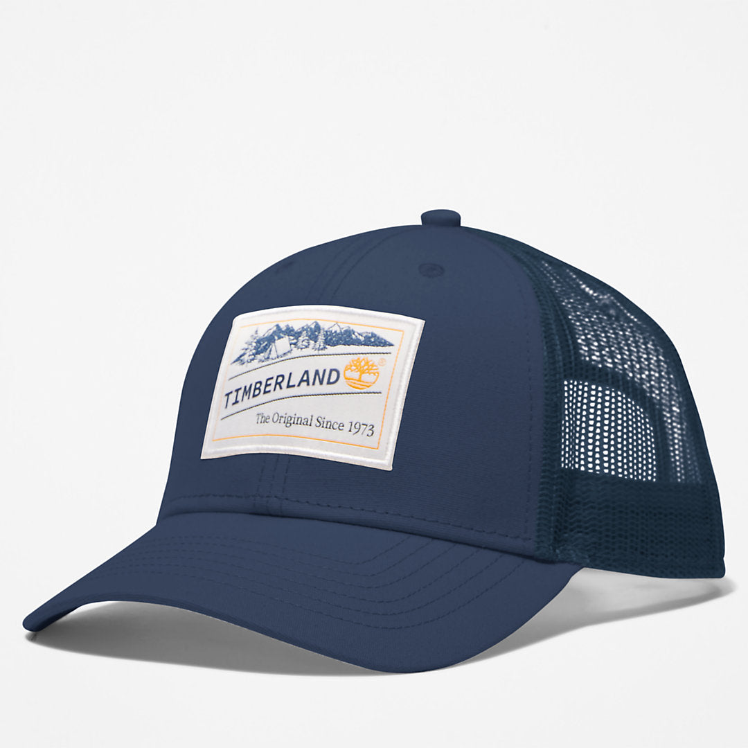 Mens Timberland Camping Patch Trucker Hat for Men in Blue