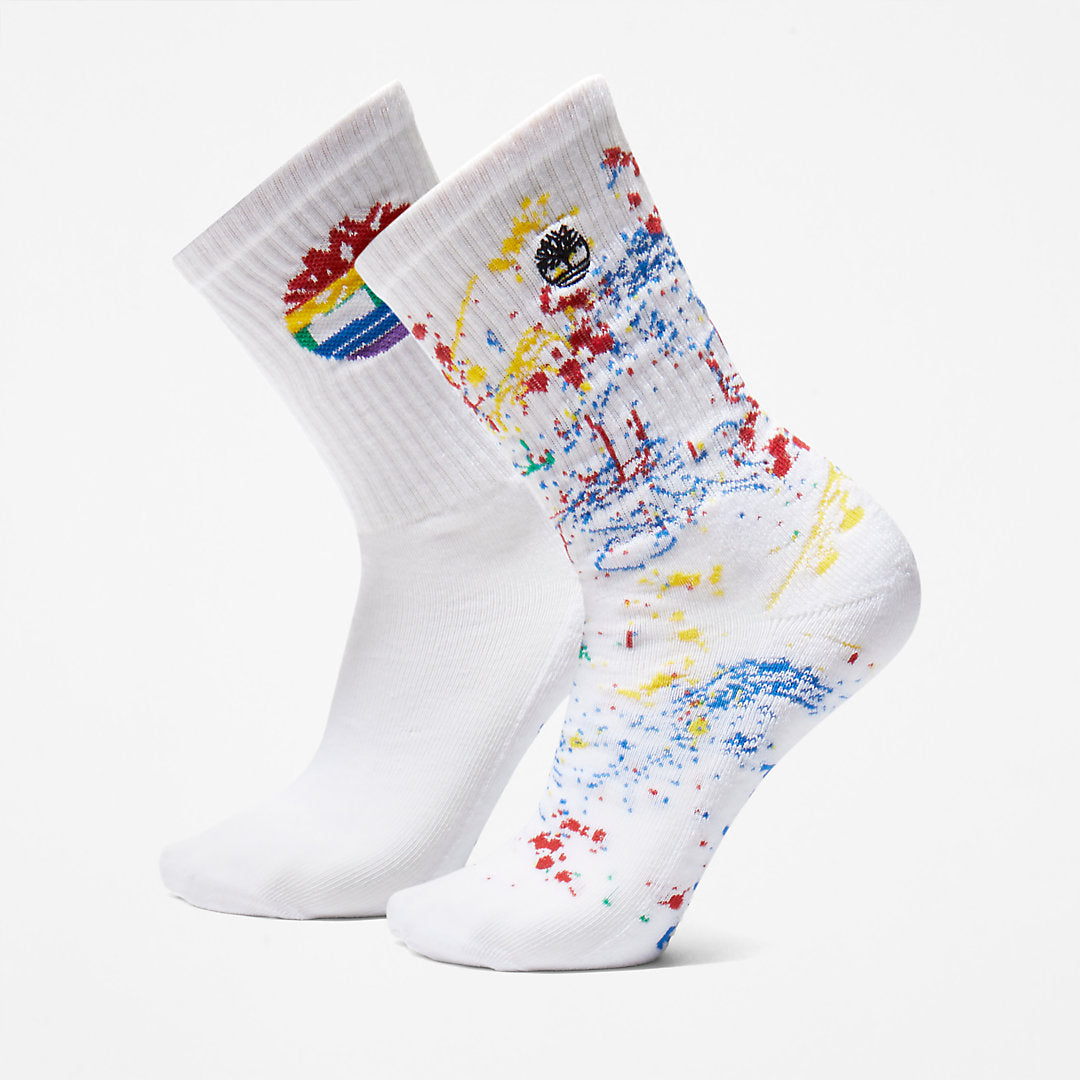 Mens Timberland 2-Pack Pride Crew Socks for Men in White