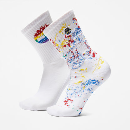 Mens Timberland 2-Pack Pride Crew Socks for Men in White