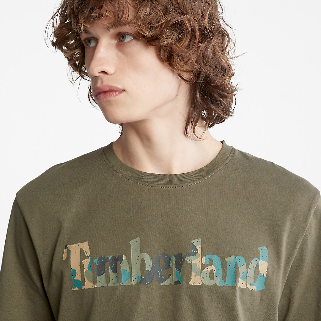 Mens Timberland Camo-Logo T-Shirt for Men in Dark Green