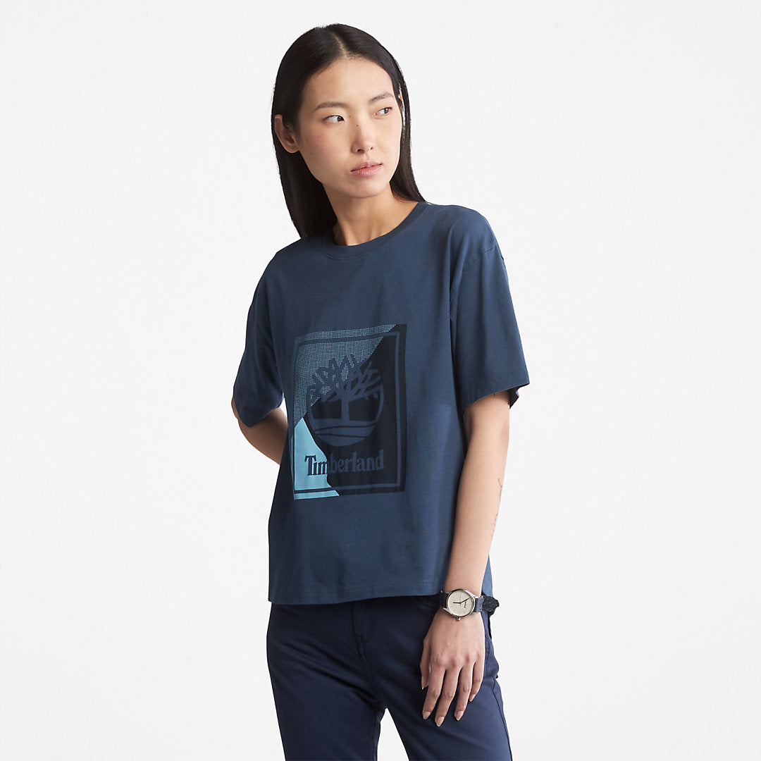 Womens Timberland Logo Graphic T-Shirt for Women in Blue