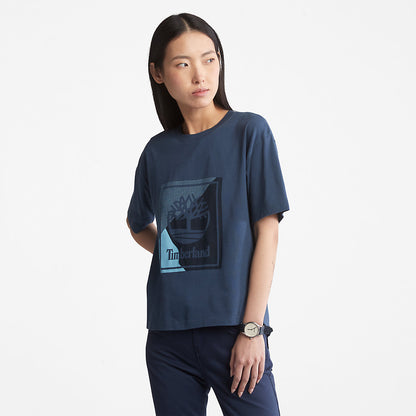 Womens Timberland Logo Graphic T-Shirt for Women in Blue