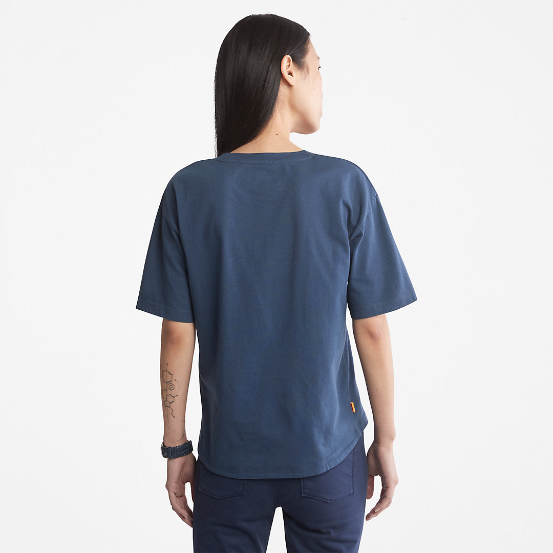 Womens Timberland Logo Graphic T-Shirt for Women in Blue