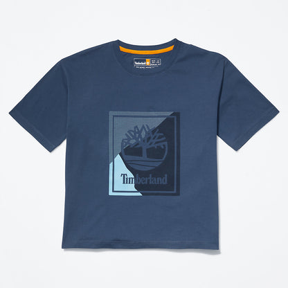 Womens Timberland Logo Graphic T-Shirt for Women in Blue