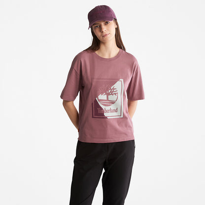 Womens Timberland Logo Graphic T-Shirt for Women in Pink