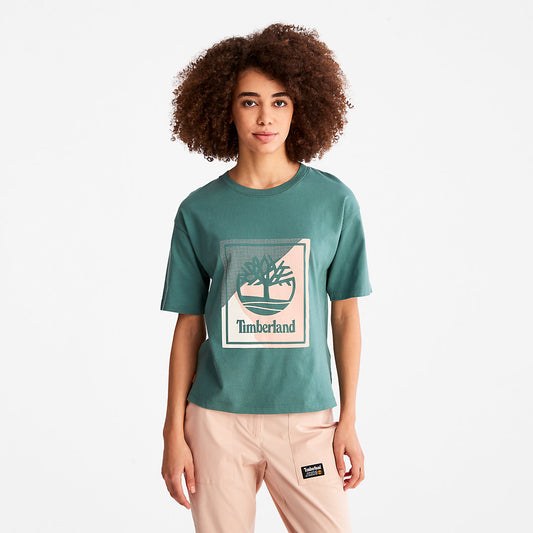 Womens Timberland Logo Graphic T-Shirt for Women in Teal