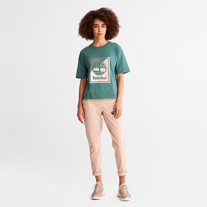 Womens Timberland Logo Graphic T-Shirt for Women in Teal