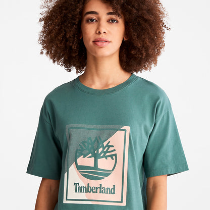 Womens Timberland Logo Graphic T-Shirt for Women in Teal