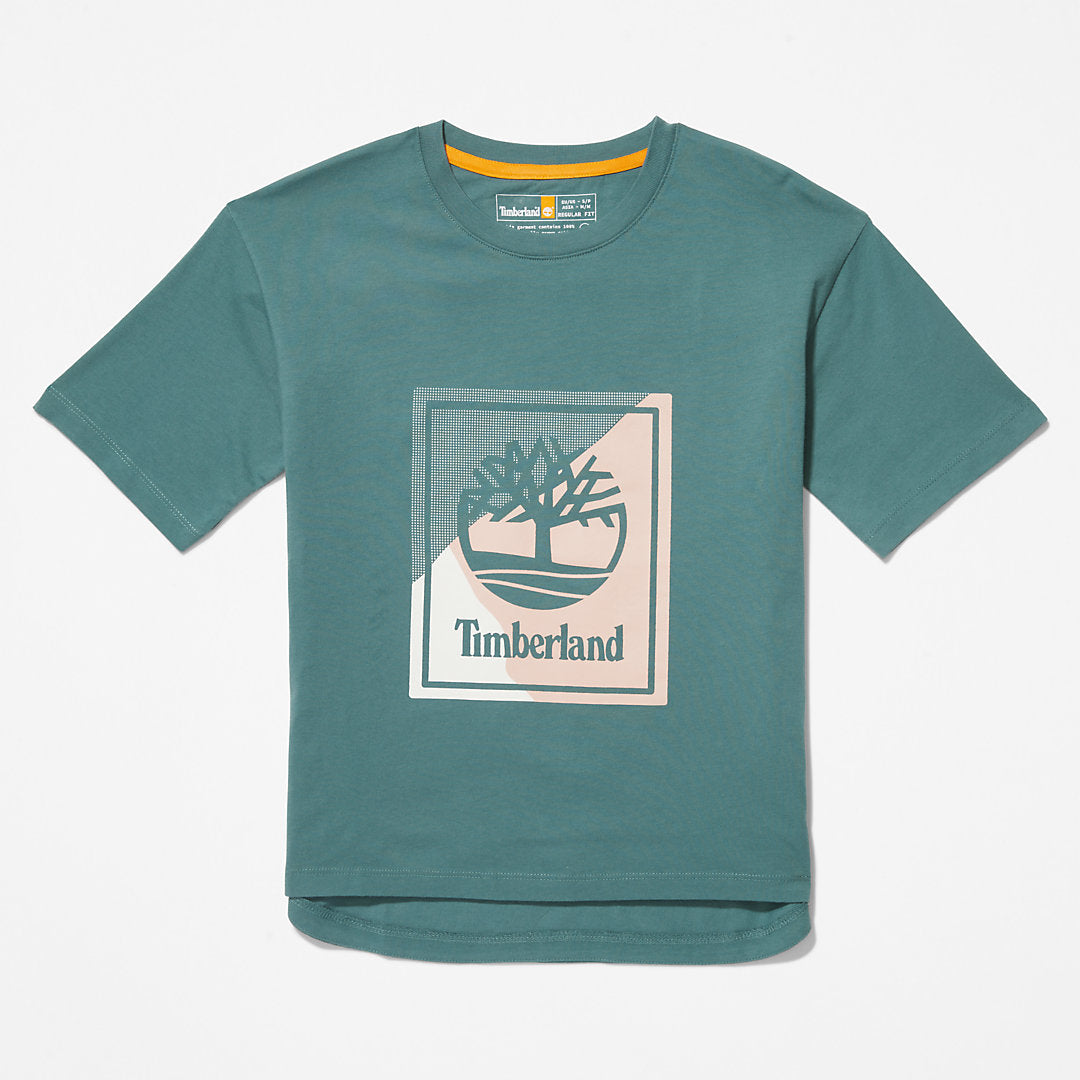 Womens Timberland Logo Graphic T-Shirt for Women in Teal