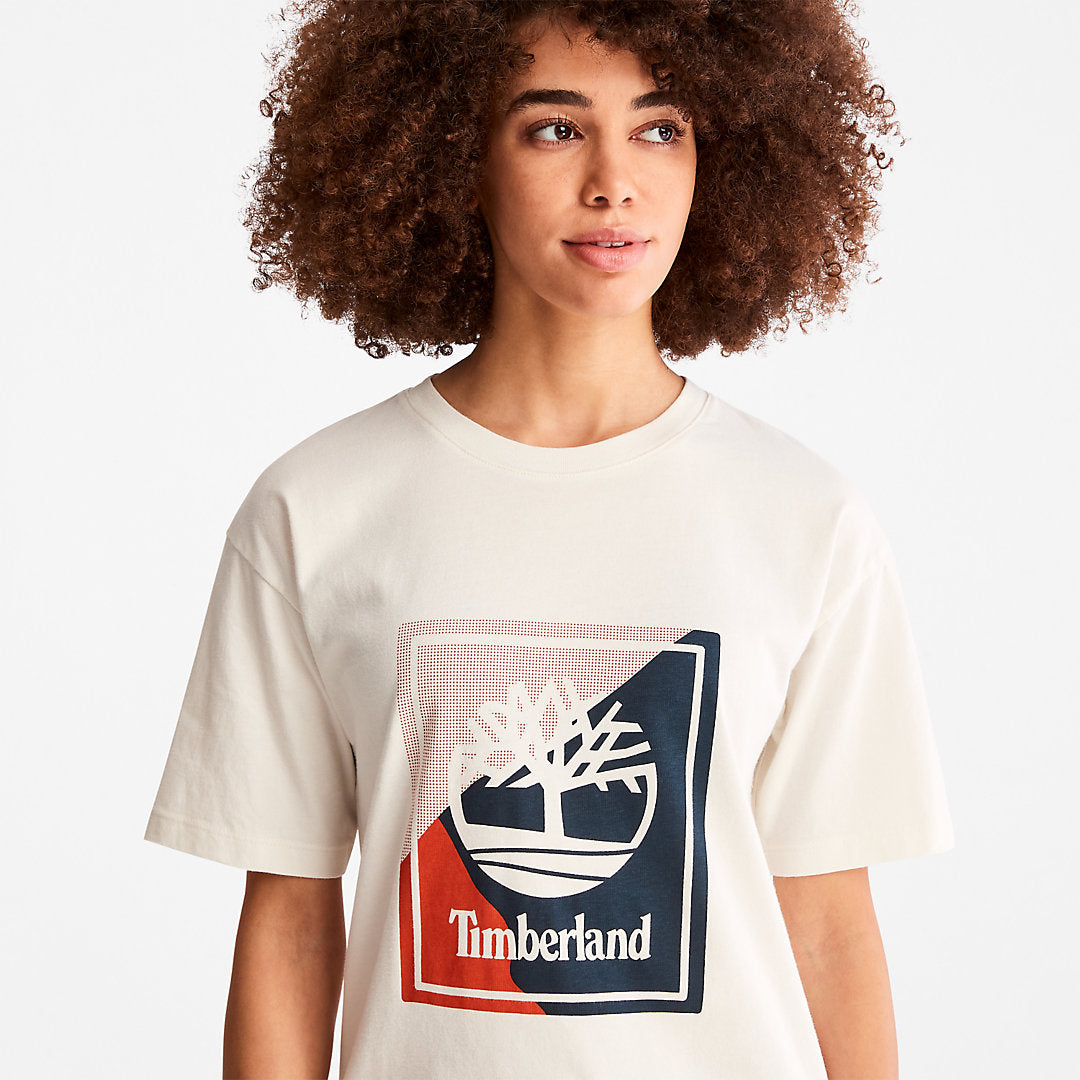 Womens Timberland Logo Graphic T-Shirt for Women in White