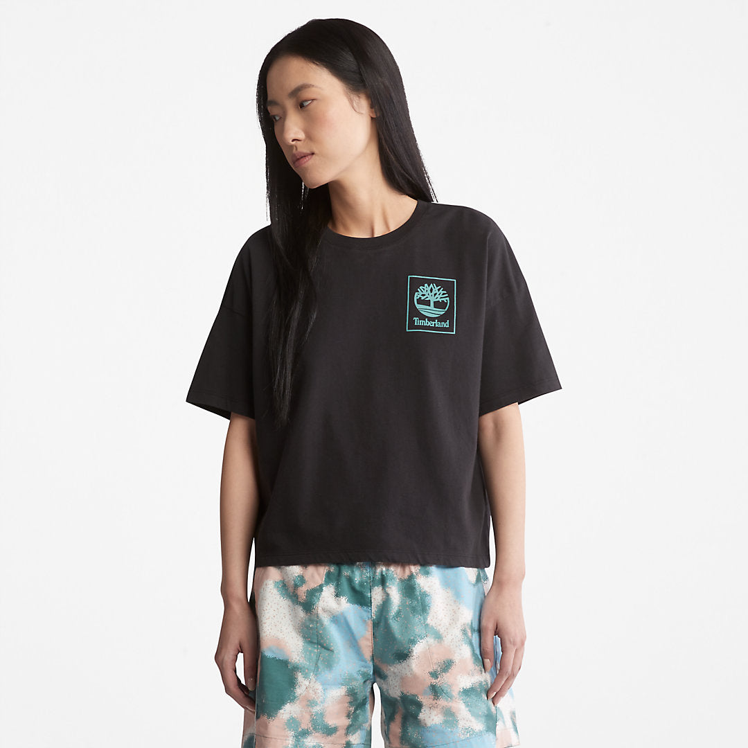 Womens Timberland Back Graphic Logo T-Shirt for Women in Black
