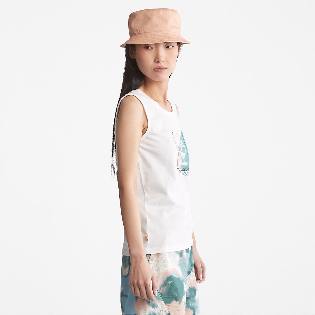 Womens Timberland Logo Tank Top for Women in White