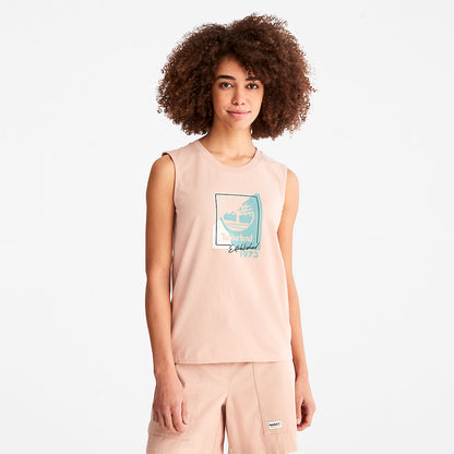 Womens Timberland Logo Tank Top for Women in Light Pink