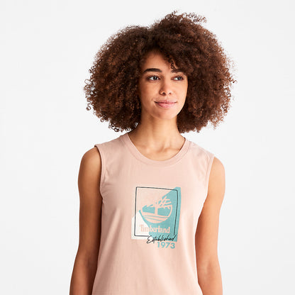 Womens Timberland Logo Tank Top for Women in Light Pink