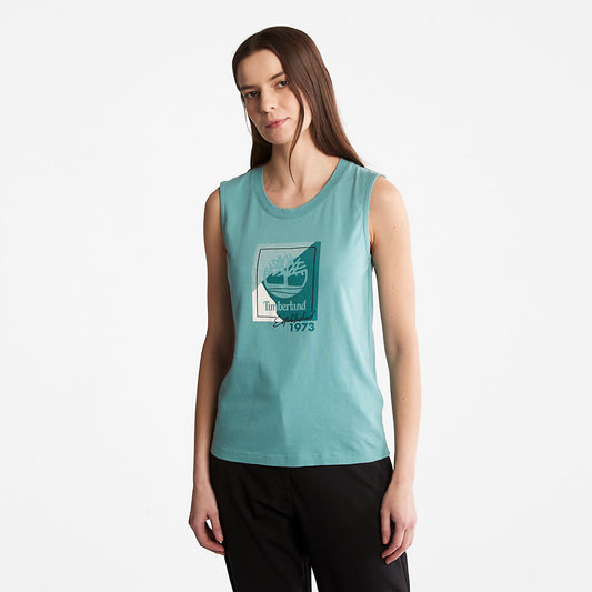 Womens Timberland Logo Tank Top for Women in teal