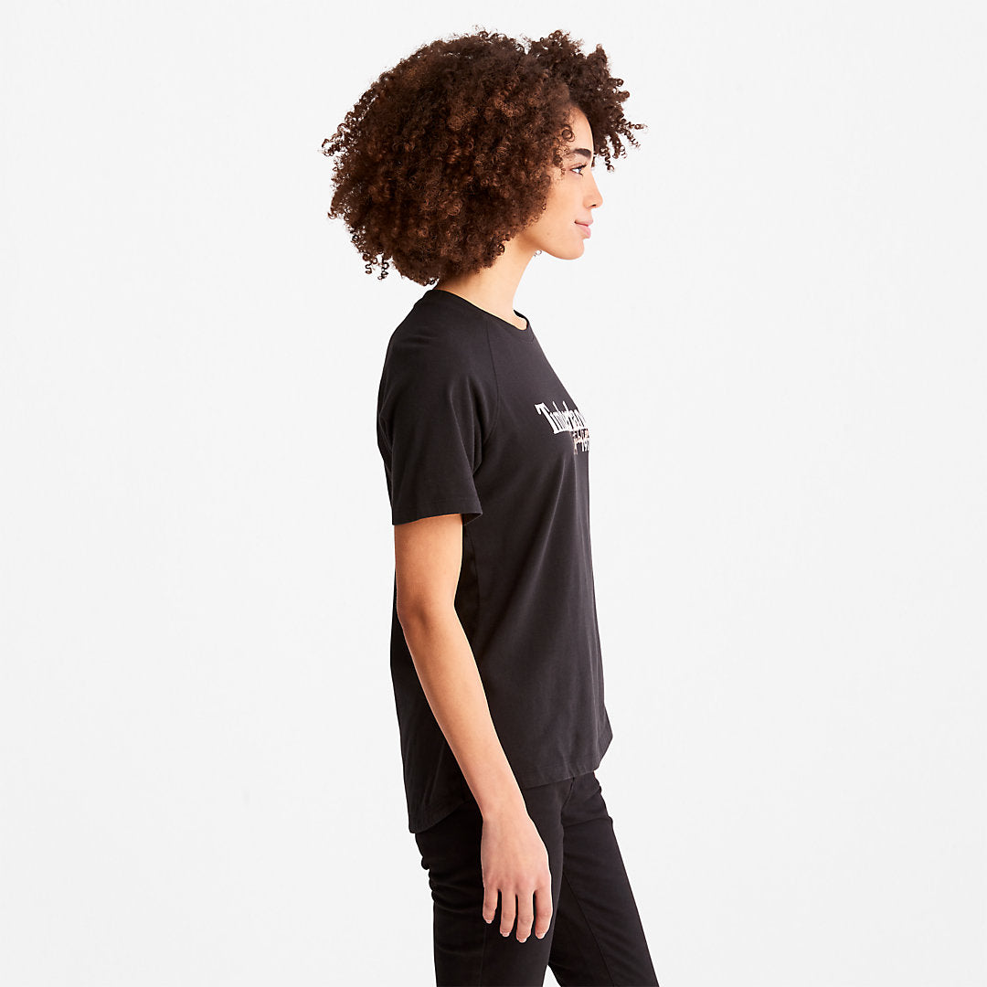 Womens Timberland Raglan-sleeve Logo T-Shirt for Women in Black