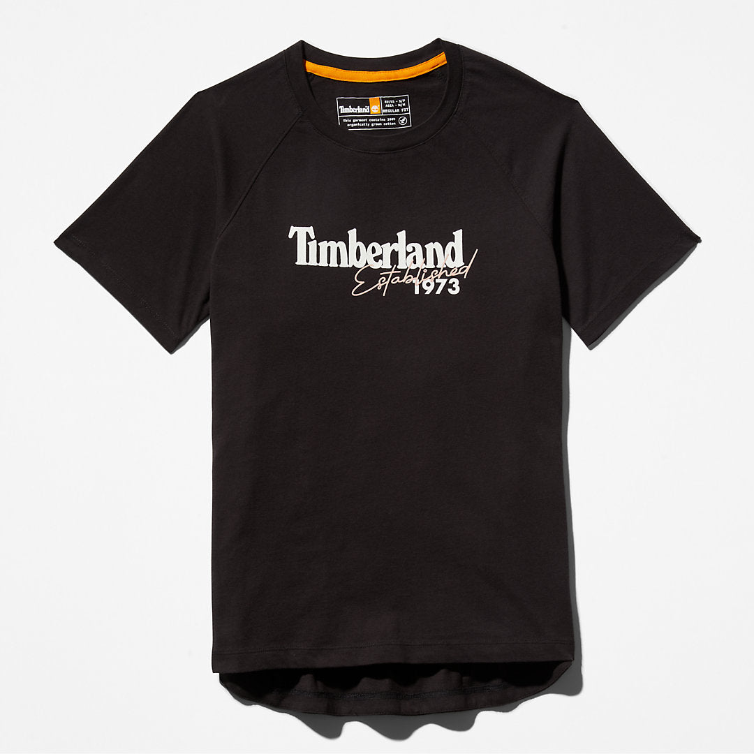 Womens Timberland Raglan-sleeve Logo T-Shirt for Women in Black