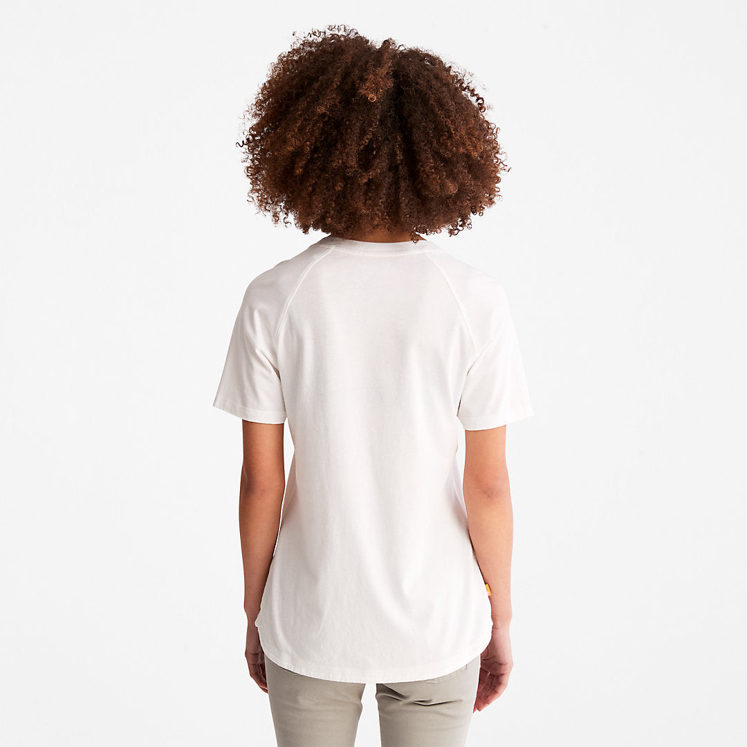 Womens Timberland Raglan-sleeve Logo T-Shirt for Women in White