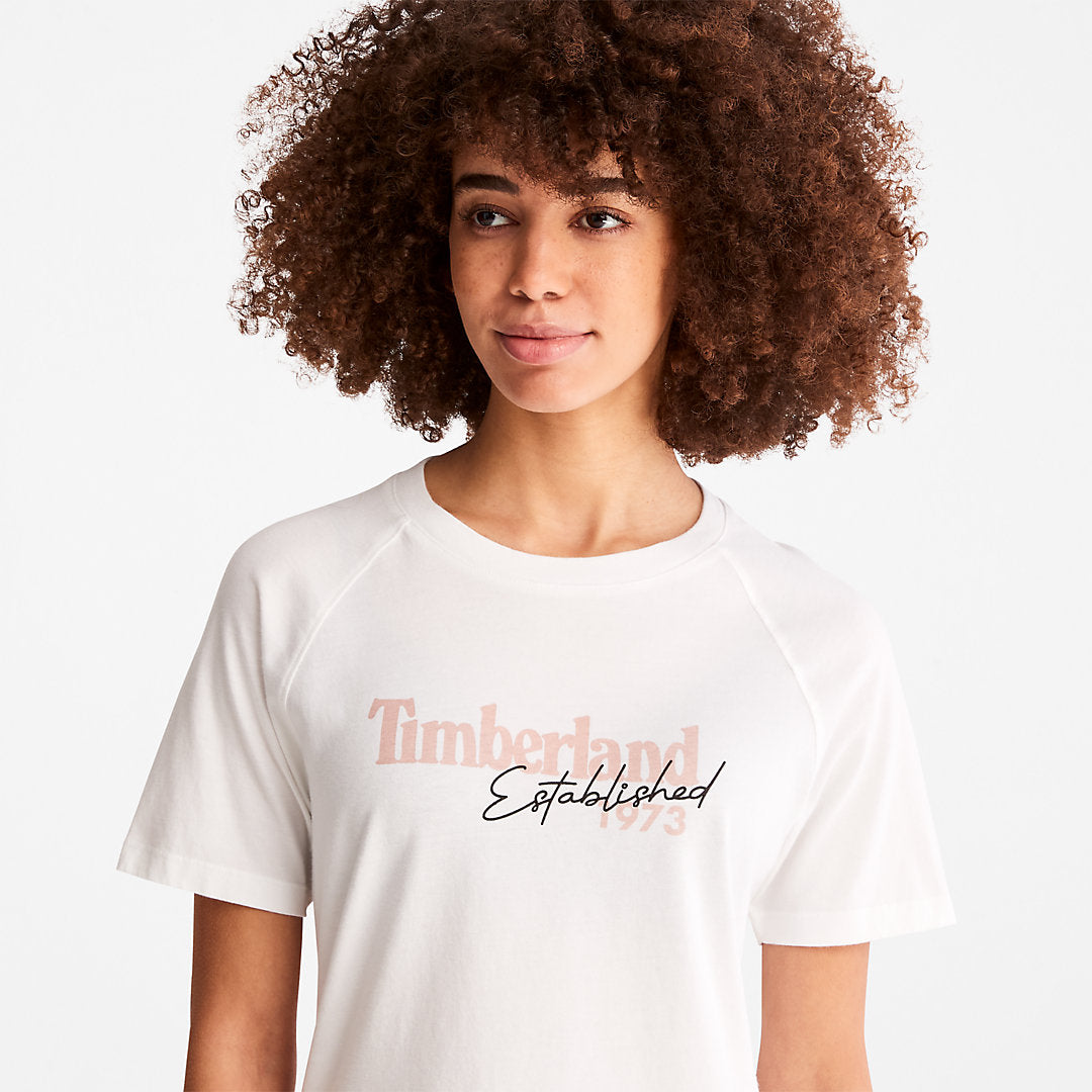 Womens Timberland Raglan-sleeve Logo T-Shirt for Women in White