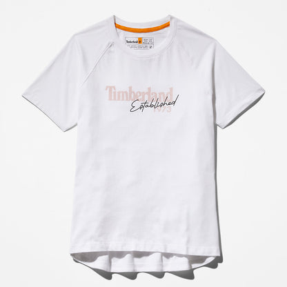 Womens Timberland Raglan-sleeve Logo T-Shirt for Women in White