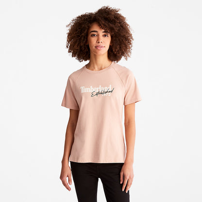 Womens Timberland Raglan-sleeve Logo T-Shirt for Women in Light Pink