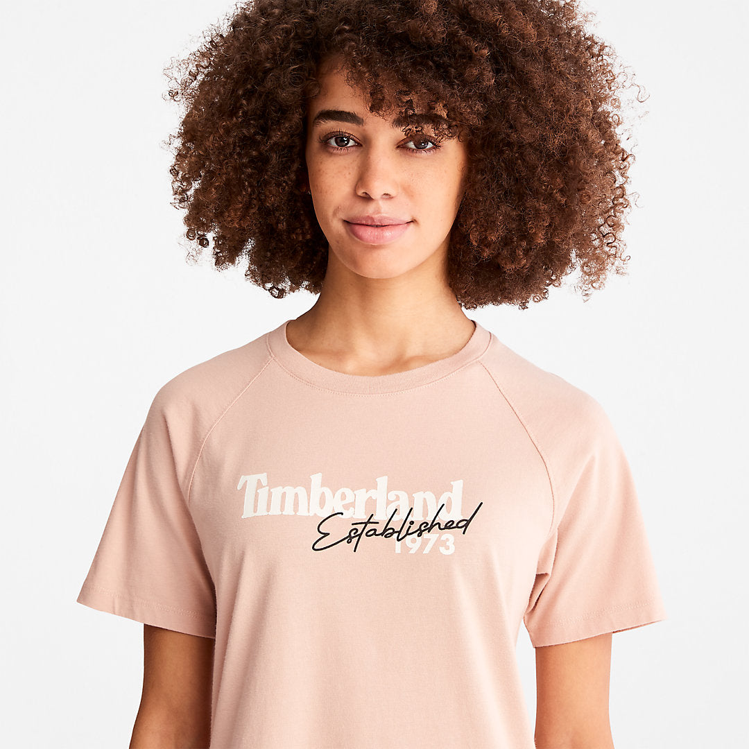 Womens Timberland Raglan-sleeve Logo T-Shirt for Women in Light Pink